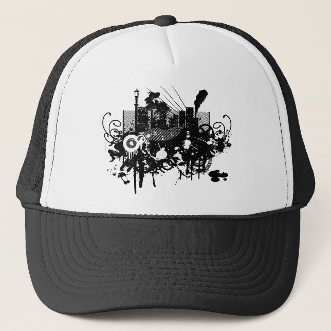 Graphic Design City Skyscraper! Trucker Hat (Front)