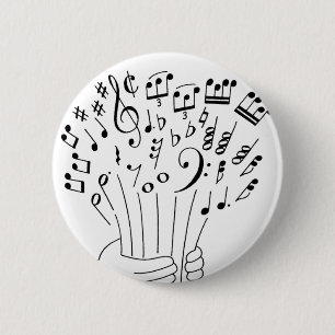 Graphic design : flowers of musical notes - 6 cm round badge