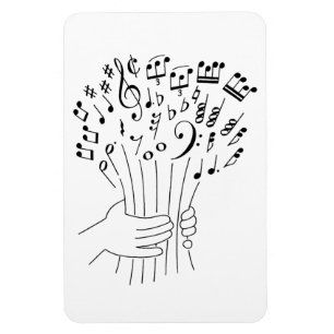 Graphic design : flowers of musical notes - magnet