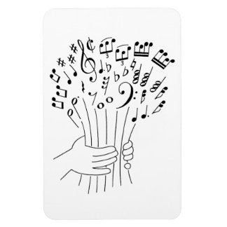 Graphic design : flowers of musical notes - magnet