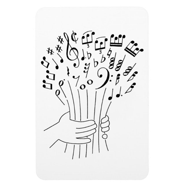 Graphic design : flowers of musical notes - magnet (Vertical)