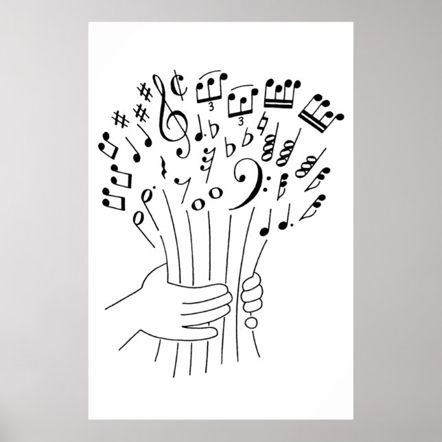 Graphic design : flowers of musical notes - poster (Front)
