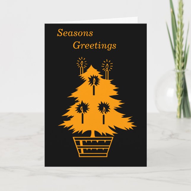 graphic design gold tree for christmas contempory holiday card (Front)