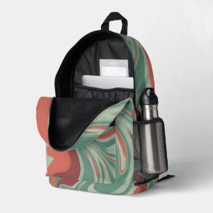 Graphic design green orange printed backpack