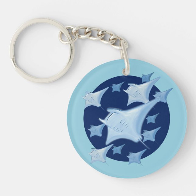 Graphic Design Manta Ray Lover Key Ring (Front)