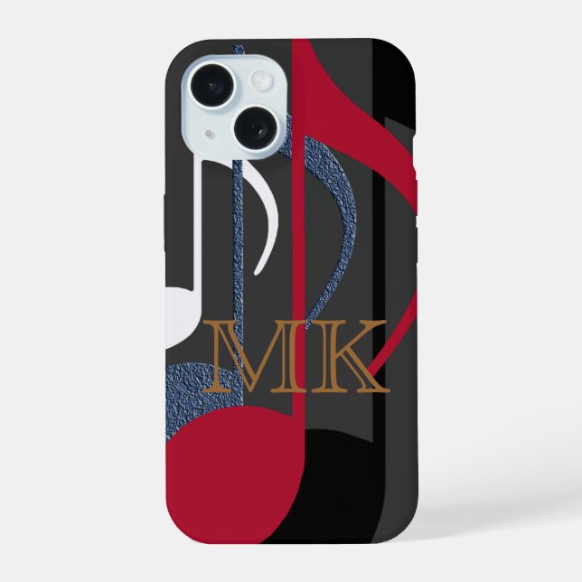 Graphic-Design of Music-Notes Personalized iPhone 15 Case (Back)