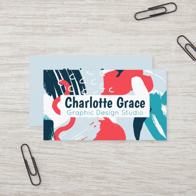 Graphic Design Paint Splash Personalised Modern Business Card (Front/Back In Situ)