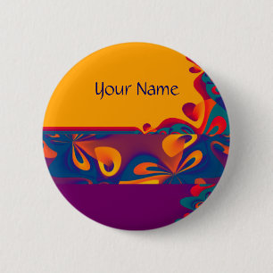 Graphic Design Pattern - violet orange + your text 6 Cm Round Badge