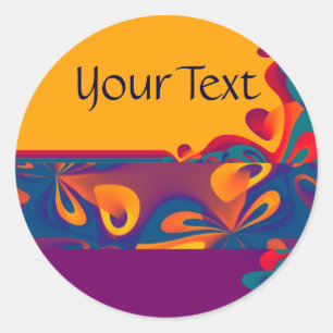 Graphic Design Pattern - violet orange + your text Classic Round Sticker
