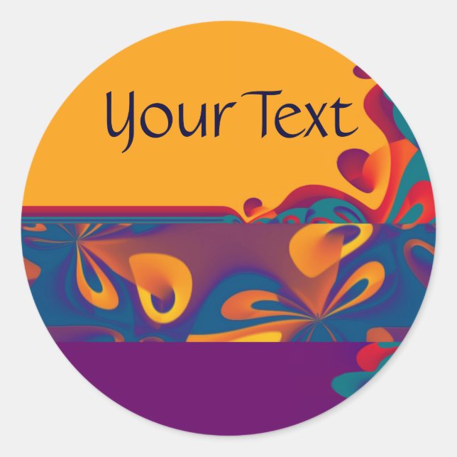 Graphic Design Pattern - violet orange + your text Classic Round Sticker (Front)