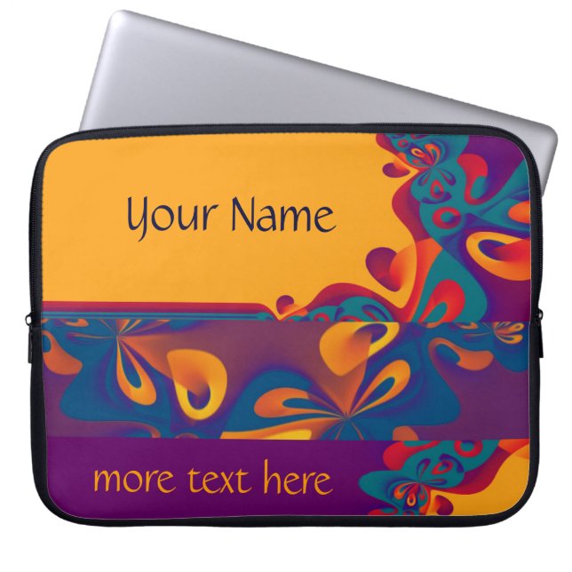 Graphic Design Pattern - violet orange + your text Laptop Sleeve (Front)