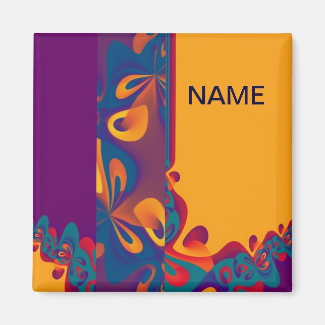 Graphic Design Pattern - violet orange + your text Magnet (Front)
