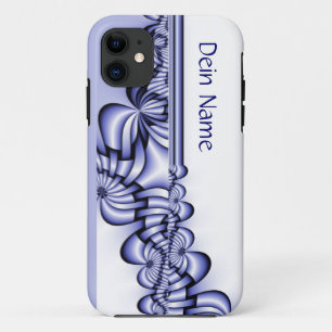 Graphic Design Pattern - white blue + your text iPhone 11 Case