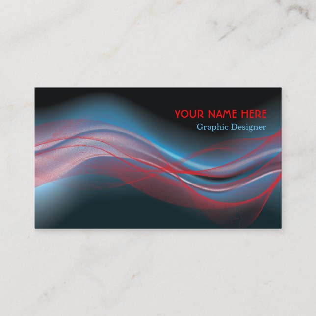 Graphic designer business card blue red wave (Front)
