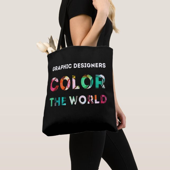 Graphic Designer Gift. Designers Colour the World Tote Bag (Close Up)