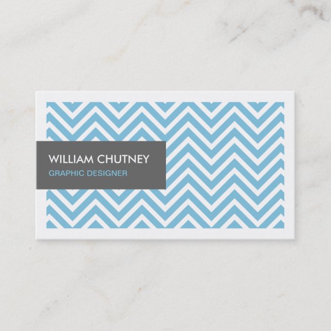 Graphic Designer - Light Blue Chevron Zigzag Business Card (Front)