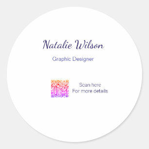 Graphic designer name scan QR code details profess Classic Round Sticker