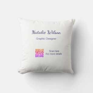 Graphic designer name scan QR code details profess Cushion