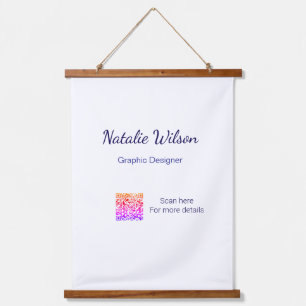 Graphic designer name scan QR code details profess Hanging Tapestry