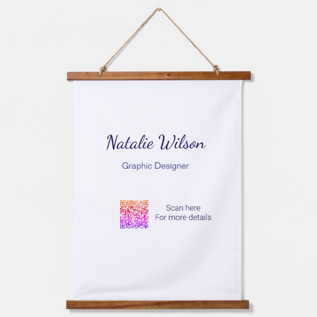 Graphic designer name scan QR code details profess Hanging Tapestry (Front)
