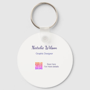 Graphic designer name scan QR code details profess Key Ring
