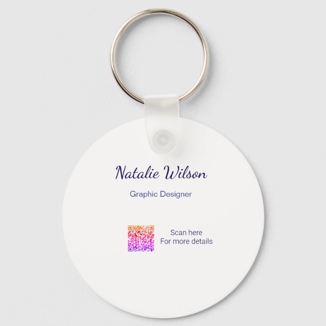Graphic designer name scan QR code details profess Key Ring (Front)