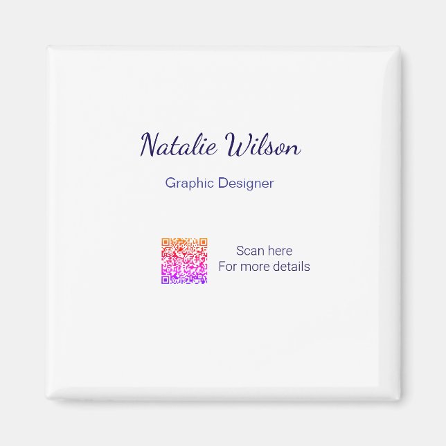 Graphic designer name scan QR code details profess Magnet (Front)