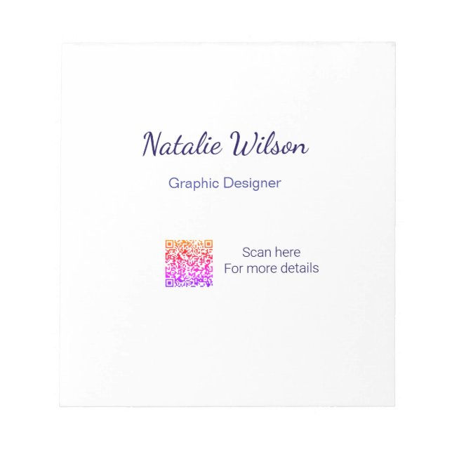 Graphic designer name scan QR code details profess Notepad (Front)