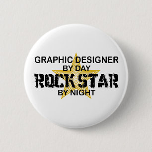 Graphic Designer Rock Star 6 Cm Round Badge