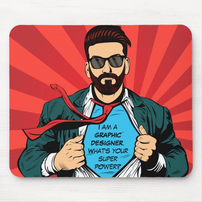 GRAPHIC DESIGNER Superpower Mouse Mat (Front)