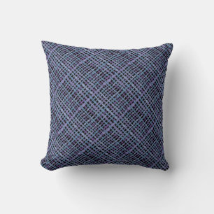 Graphic Diagonal Blue Woven Burlap Cushion