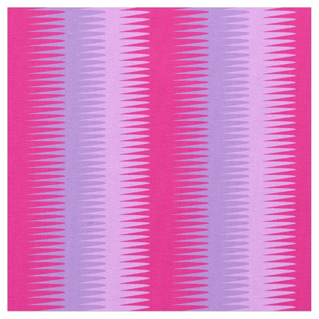 Graphic dogtooth stripe pattern pink purple fabric (Close Up)