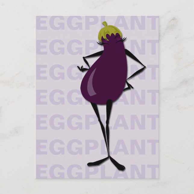 GRAPHIC EGGPLANT TYPOGRAPHY VERTICAL POSTCARD (Front)