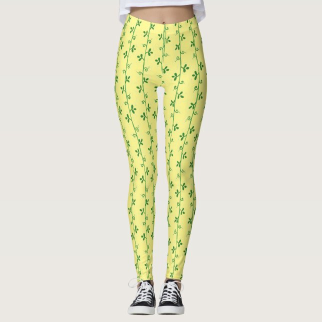 Graphic Floral Seamless Pattern Leggings (Front)