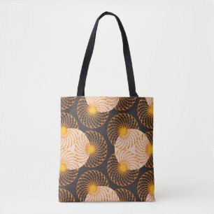 graphic floral tracery grid seamless pattern in go tote bag