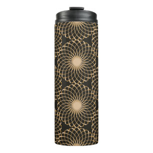 graphic floral tracery grid seamless pattern in iv thermal tumbler