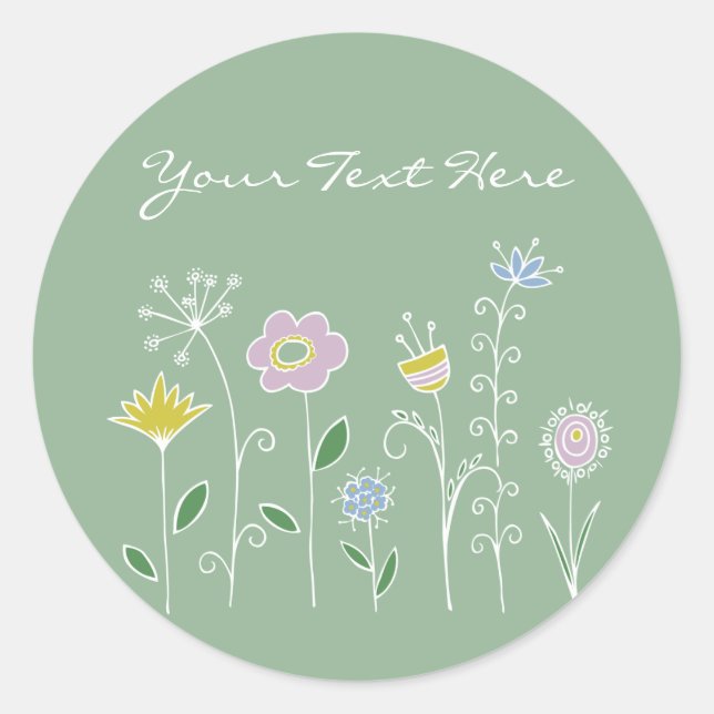 Graphic flower design classic round sticker (Front)