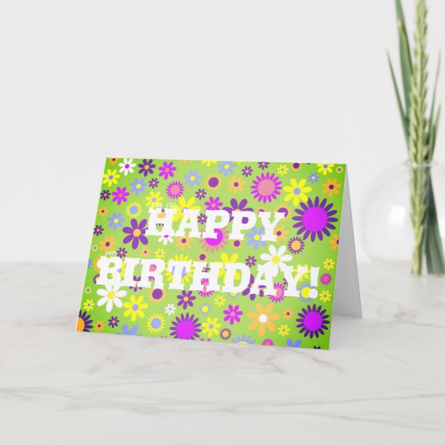 Graphic Flower Happy Birthday! Card (Front)