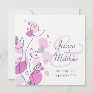 Graphic flower petals square wedding invites