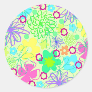 Graphic Flowers Classic Round Sticker