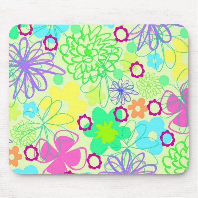 Graphic Flowers Mouse Mat (Front)