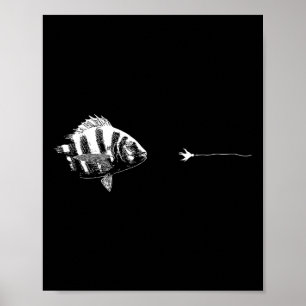 Graphic Fly Fishing Hook Line - Fish Sheepshead Poster