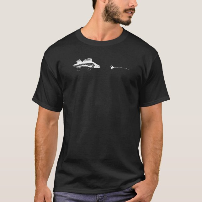 Graphic Fly Fishing Hook Line  Fish Walleye  1 T-Shirt (Front)