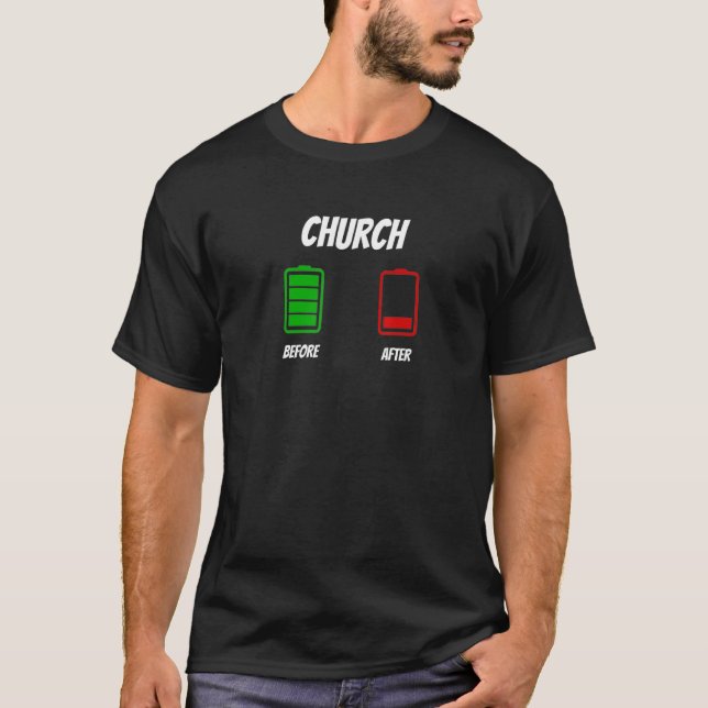 Graphic Fun Before and After Apparel-Church T-Shirt (Front)