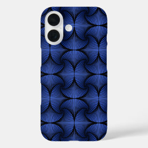 Graphic Geometric 3D Scallop Fan Blue iPhone 16 Case