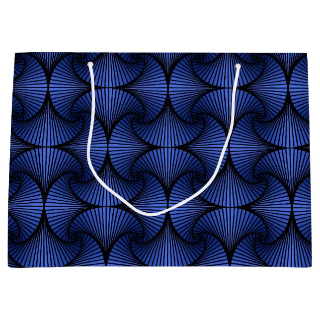 Graphic Geometric 3D Scallop Fan Blue Large Gift Bag (Front)