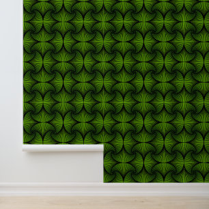Graphic Geometric 3D Scallop Fan Green Wallpaper
