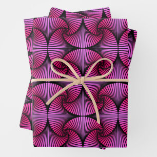 Graphic Geometric 3D Scallop Fan Pink Wrapping Paper Sheet
