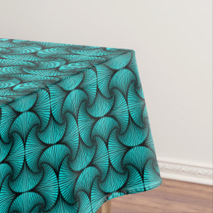 Graphic Geometric 3D Scallop Fan Turquoise Tablecloth