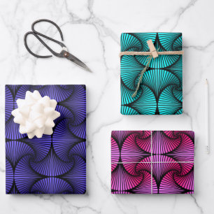 Graphic Geometric 3D Scallop Fan Variety Pack Wrapping Paper Sheet